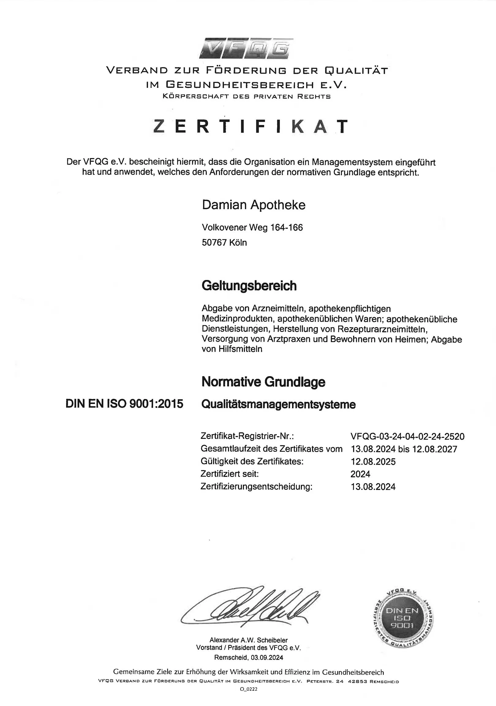 QMS-Zertifikat